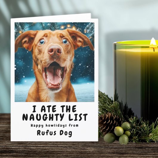 Ik heb de Naughty List Dog kerstfoto opgegeten Feestdagen Kaart