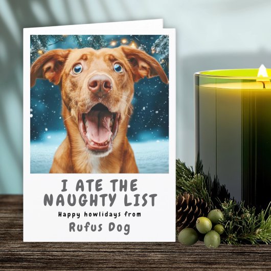 Ik heb de Naughty List Dog kerstfoto opgegeten Feestdagen Kaart
