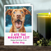 Ik heb de Naughty List Dog kerstfoto opgegeten Feestdagen Kaart