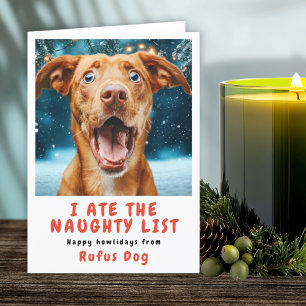 Ik heb de Naughty List Dog kerstfoto opgegeten Feestdagen Kaart