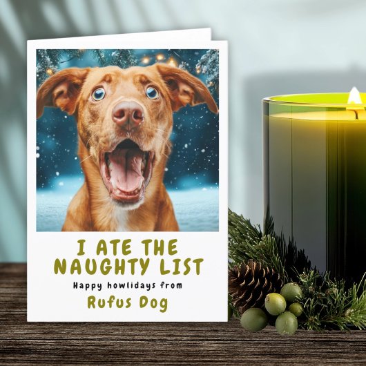 Ik heb de Naughty List Dog kerstfoto opgegeten Feestdagen Kaart