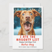 Ik heb de Naughty List Dog kerstfoto opgegeten Feestdagenkaart (Voorkant)