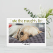 Ik heb de Naughty List Dog kerstfoto opgegeten Feestdagenkaart (Staand voorkant)