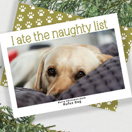 Ik heb de Naughty List Dog kerstfoto opgegeten Feestdagenkaart