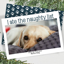 Ik heb de Naughty List Dog kerstfoto opgegeten Feestdagenkaart