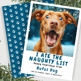 Ik heb de Naughty List Dog kerstfoto opgegeten Feestdagenkaart