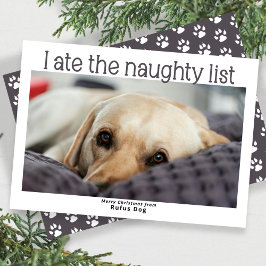 Ik heb de Naughty List Dog kerstfoto opgegeten Feestdagenkaart
