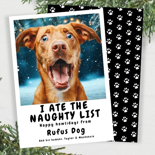 Ik heb de Naughty List Dog kerstfoto opgegeten Feestdagenkaart