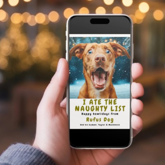 Ik heb de Naughty List Dog kerstfoto opgegeten Feestdagenkaart
