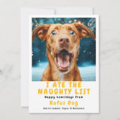 Ik heb de Naughty List Dog kerstfoto opgegeten Feestdagenkaart (Voorkant)