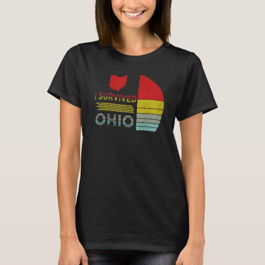 Ik heb de Ohio kaart overleefd Meme distressed ret T-shirt (Voorkant)