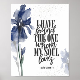 Ik heb de One Bible Verse Blue Floral gevonden Poster
