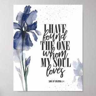 Ik heb de One Bible Verse Blue Floral gevonden Poster