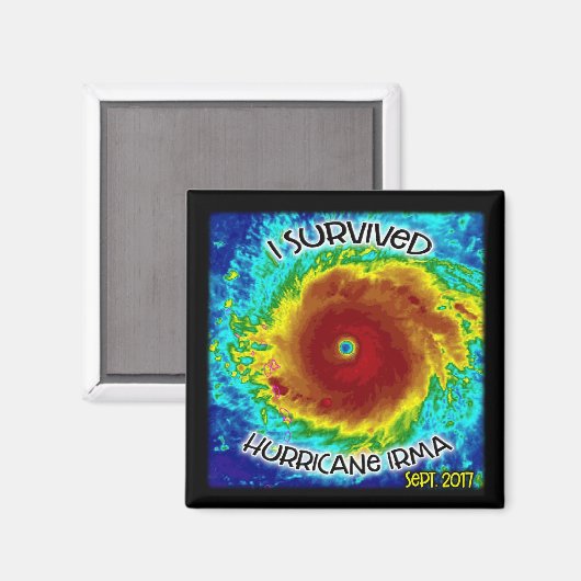 Ik heb de orkaan Irma Magnet overleefd (Voorkant / Achterkant)