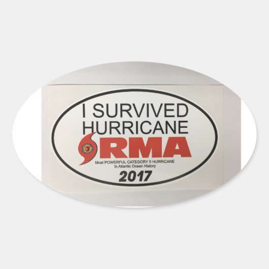 Ik heb de orkaan IRMA OVAL Decal overleefd Ovale Sticker (Voorkant)