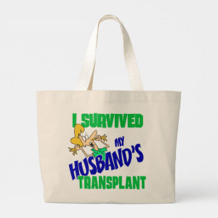 Ik heb de transplantatie van mijn man overleefd grote tote bag
