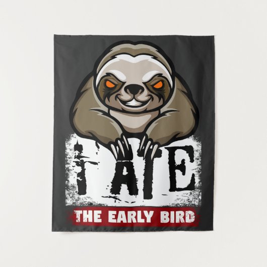 Ik heb de vroege vogel opgegeten. Grumpy luiaard, Wandkleed (Voorkant)