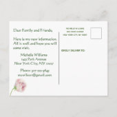 Ik heb de Waterverf Pink Floral Moving verplaatst Aankondigingskaart (Achterkant)