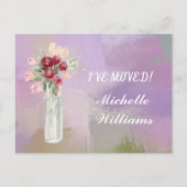 Ik heb de Waterverf Pink Floral Moving verplaatst Aankondigingskaart (Voorkant)