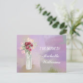 Ik heb de Waterverf Pink Floral Moving verplaatst Aankondigingskaart (Staand voorkant)