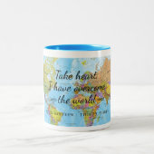 Ik heb de wereld overwonnen. tweekleurige koffiemok (Center)