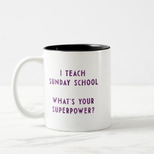 Ik heb de zondagsschool geleerd wat je Superpower Tweekleurige Koffiemok
