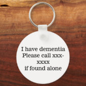 Ik heb dementie, bel sjabloon noodnummer sleutelhanger (Voorkant)