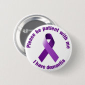 Ik heb dementie Paarse Ribbon Support Button Badge (Voorkant /achterkant)