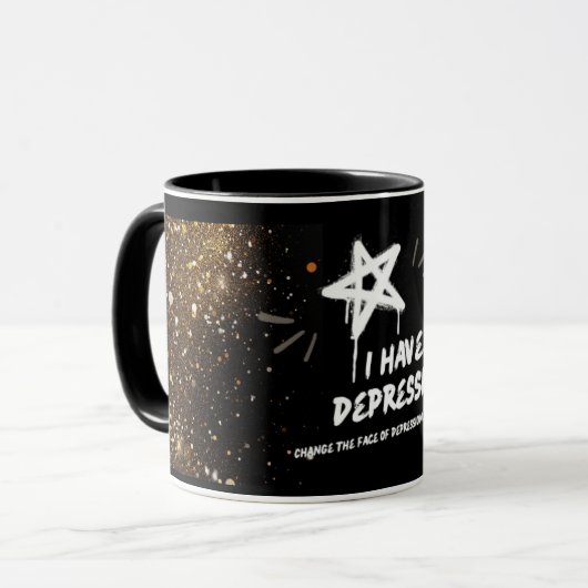 Ik heb Depressie_ Glitter en Spray Paint Mok (Voorkant links)