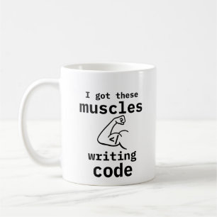 Ik heb deze spieren code schrijven grappige coder koffiemok