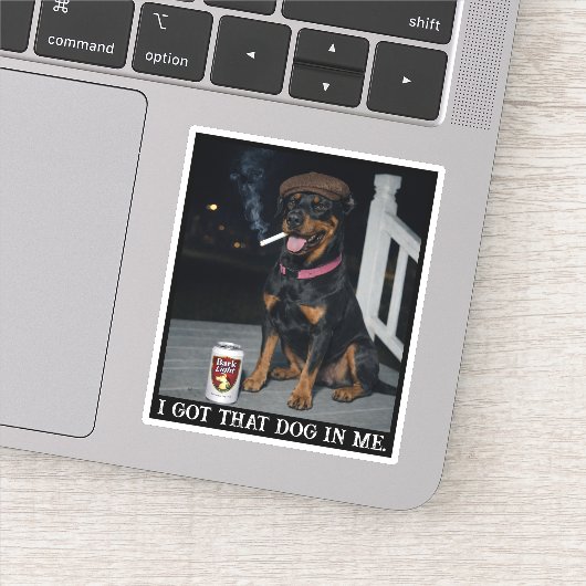 Ik Heb Die Hond In Me, Grappige Dobermann Pinscher Sticker (Detail)