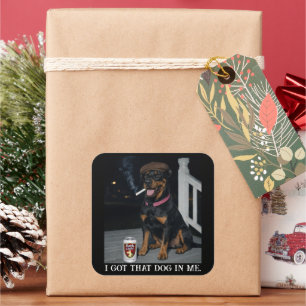 Ik Heb Die Hond In Me, Grappige Dobermann Pinscher Vierkante Sticker