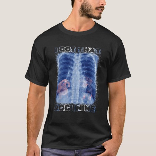 Ik heb die hond in mij Xray Meme teckel T-shirt (Voorkant)