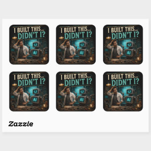 Ik heb dit gebouwd, hè? Grappige AI-tech shirt Vierkante Sticker