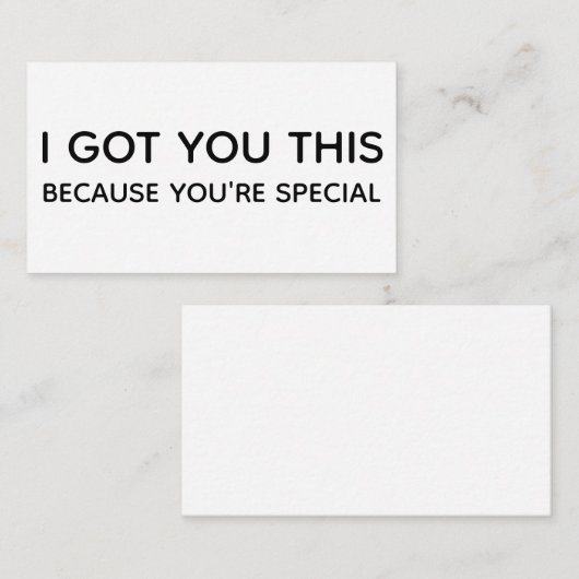 Ik heb dit voor je omdat je speciaal bent, bijlage (Voorkant / Achterkant)