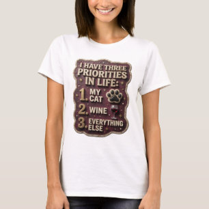 IK HEB DRIE PRIORITEITEN IN HET LEVEN 1 MIJN KAT 2 T-SHIRT