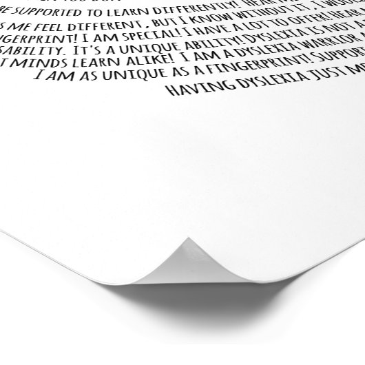 "Ik heb dyslexie!" Poster (Hoek)