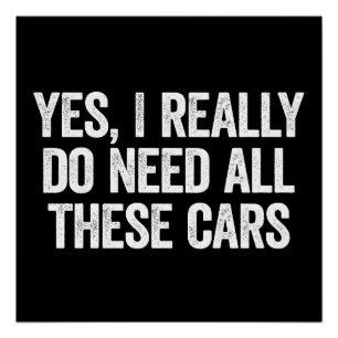 Ik heb echt al deze auto's nodig Funny Garage-cade Perfect Poster