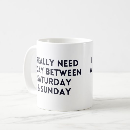 Ik heb echt een dag tussen zaterdag en zondag nodi koffiemok (Voorkant links)