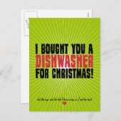 Ik heb een afwasmachine voor je gekocht voor Kerst Feestdagenkaart (Voorkant / Achterkant)