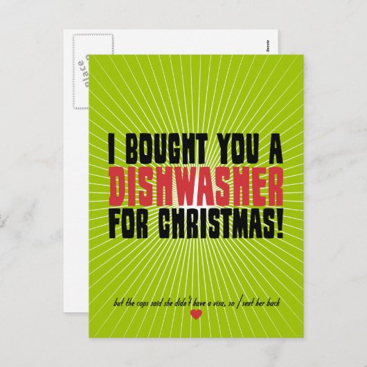 Ik heb een afwasmachine voor je gekocht voor Kerst Feestdagenkaart (Voorkant / Achterkant)