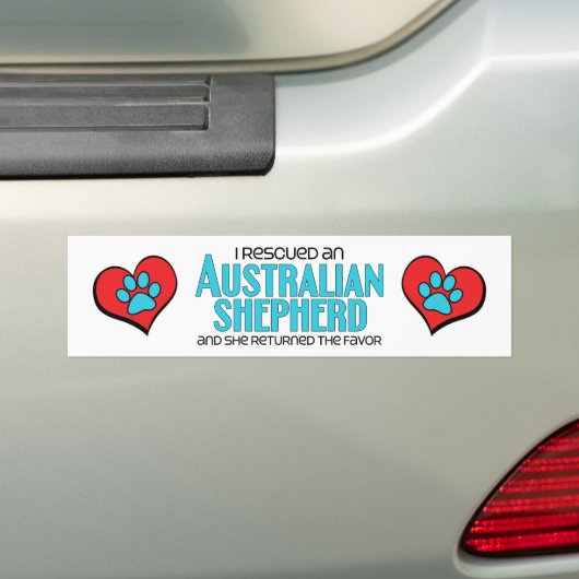 Ik heb een Australian Shepherd (Vrouw Dog) gered Bumpersticker (Op auto)