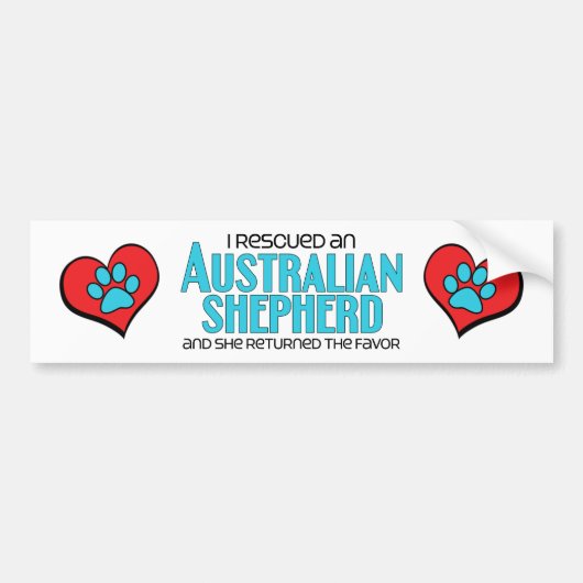 Ik heb een Australian Shepherd (Vrouw Dog) gered Bumpersticker (Voorkant)