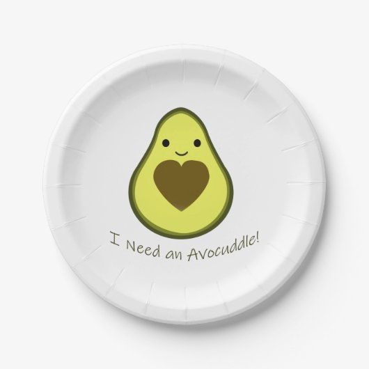 Ik heb een Avocuddle Cute Kawaii Avocado nodig Papieren Bordje (Voorkant)