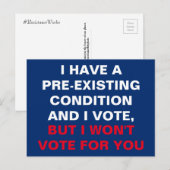 Ik heb een bestaande aandoening en ik stem briefkaart (Voorkant / Achterkant)