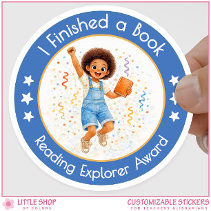 Ik heb een boek afgerond Onderwijzer Aanmoedigings Ronde Sticker