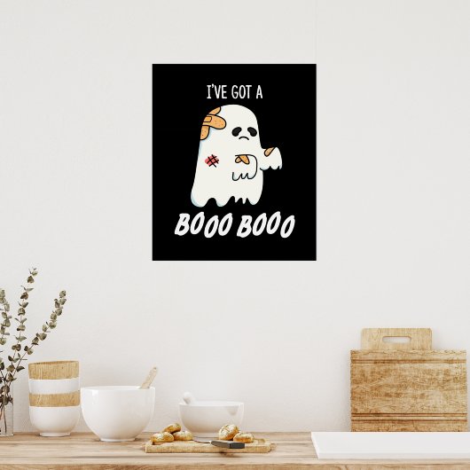 Ik heb een Boo Boo Funny Ghost Pun Dark BG Poster (Keuken)