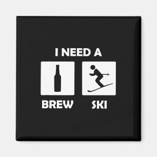 Ik heb een Brewski Funny Beer Drink skiër Vac nodi Magneet
