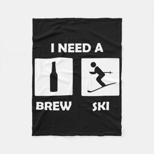 Ik heb een Brewski Grappige Bierdrinkende Skiloper Fleece Deken (Voorkant)