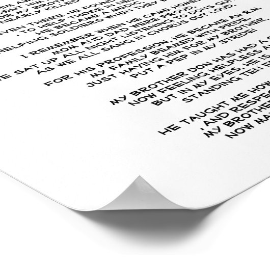 IK HEB EEN BROER, GENOEMD DON gedicht Poster (Hoek)